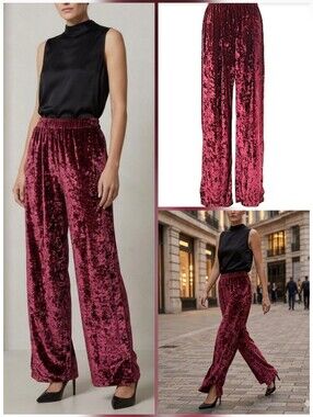❤️LF BSBW NWT! velour/velvet straight leg pants 🤍SMALL